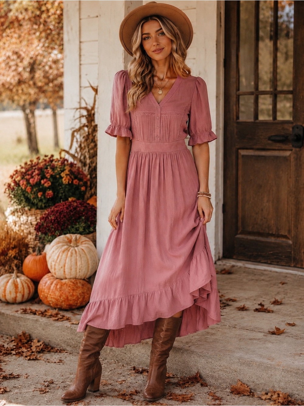 Baltic Born XL Mauve Hannah Boho Ruffle Midi Dress NWT Wedding Guest Baby Shower